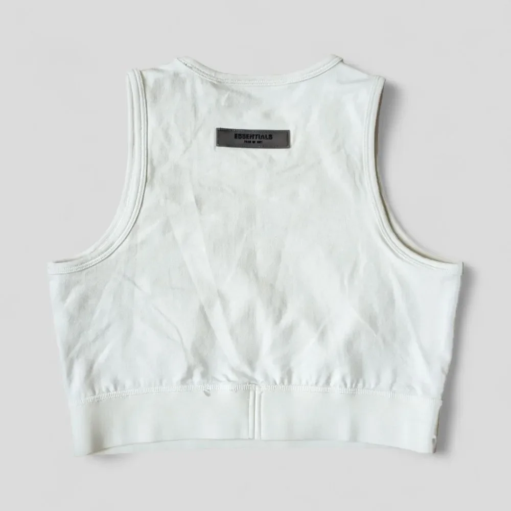 Fear of God Essentials Logo Sport Stretch Cotton Crop Tank in Eggshell Women's M - Picture 7 of 15
